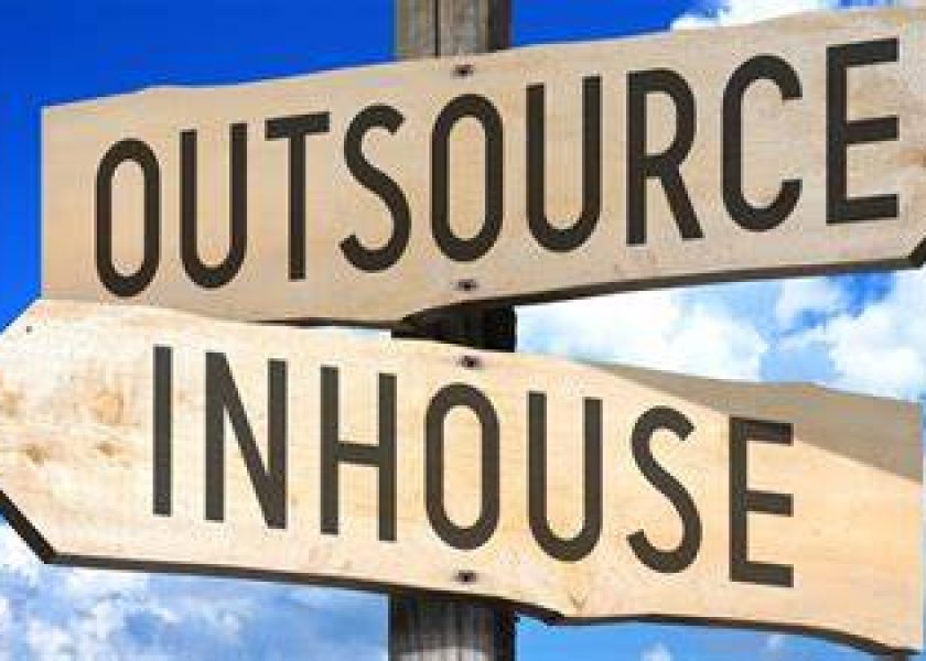 Outsource sign point right. In-house sign points left.