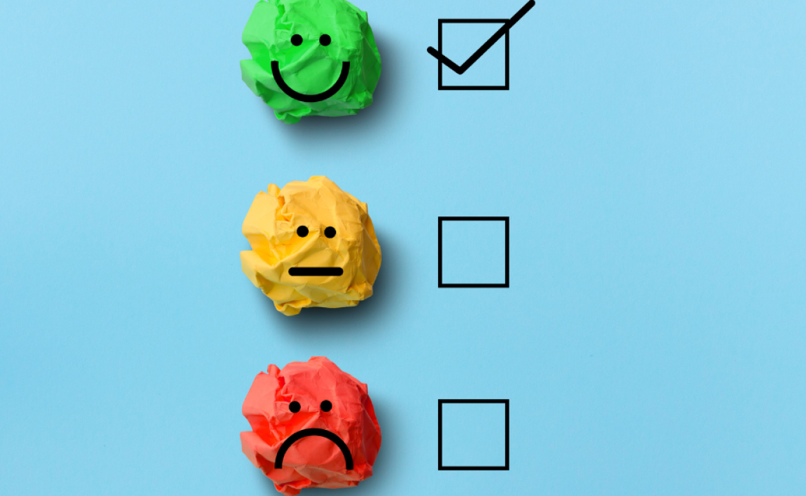 3 feedback boxes for happy, neutral & sad - with the happy box ticked