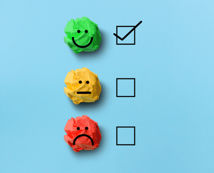 3 feedback boxes for happy, neutral & sad - with the happy box ticked