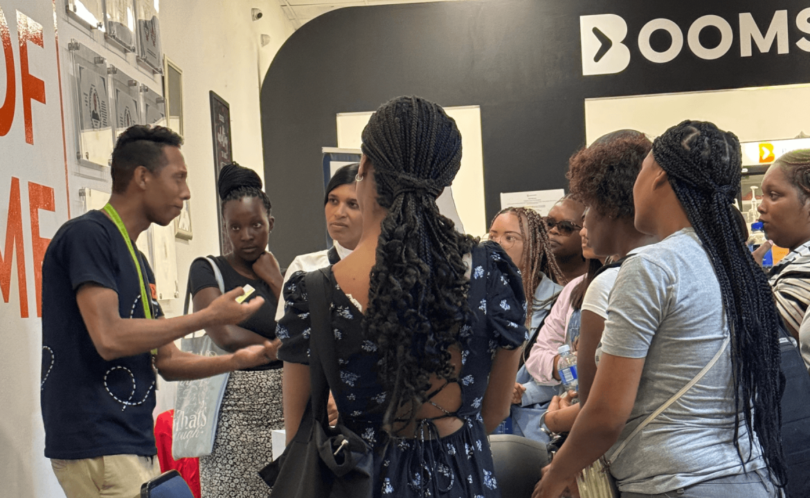 attendees of the boomerang career day listen to a presenter