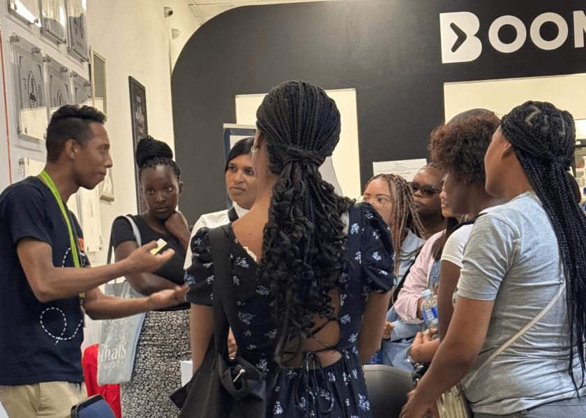 attendees of the boomerang career day listen to a presenter